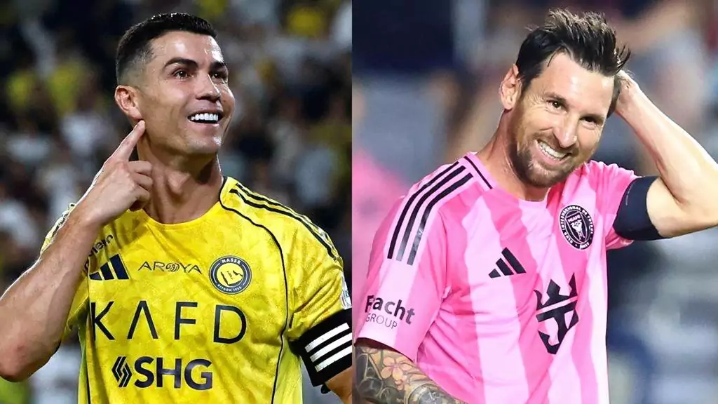 Menolak Tua! Ronaldo dan Messi Sama-sama Cetak 2 Gol di Hari yang Sama Foto kolase al nassrs cristiano ronaldo dan inter miami lionel messi