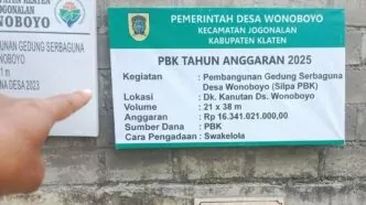 Papan kegiatan gedung serbaguna desa wonoboyo kecamatan jogonalan klaten