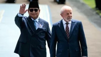 Presiden brasil lula da silva disambut hangat oleh presiden prabowo