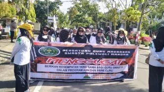 Ribuan guru madrasah demo, tagih janji pemerintah soal pengangkatan asn