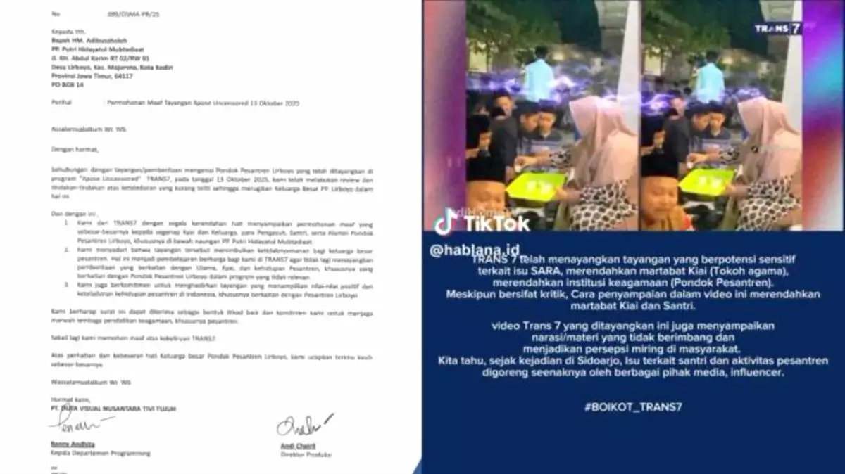 Pernyataan maaf trans 7