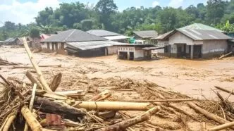 Kondisi banjir bandang di sumatera utara