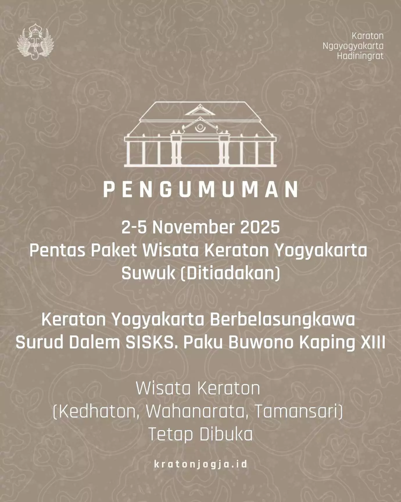 Pengumuman berkabung kraton jogja