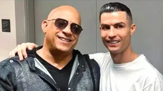 Aktor Vin Diesel (kiri) dan pesepak bola Cristiano Ronaldo (kanan)