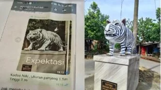 Ekspektasi Tinggi, Realita Tak Terduga Patung Harimau Ikon Desa Balongjeruk mendadak viral