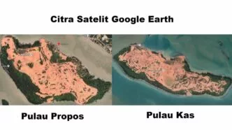 Penampakan Pulau Proros dan Kas yang Gundul akibat penambangan