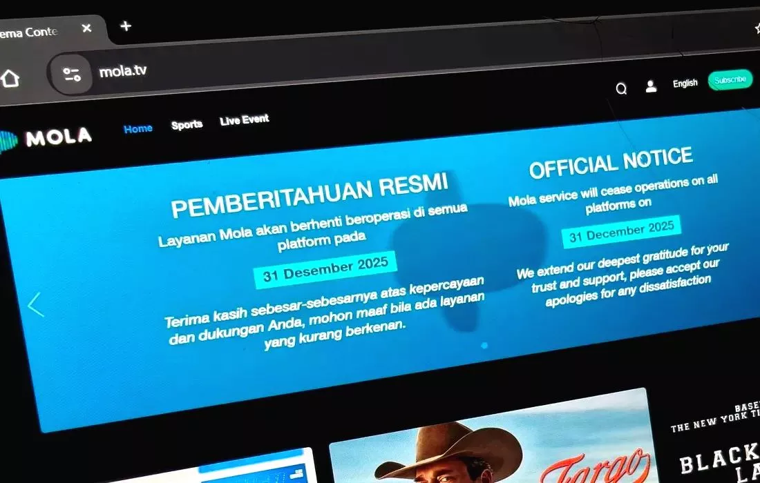 Pemberitahuan penutupan layanan molaTV