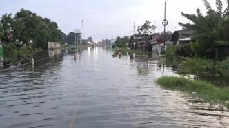 Jalur rel KA terrendam banjir di pekalongan