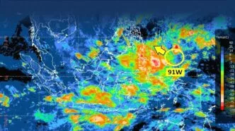 Siklon tropis 91w terdeteksi di barat daya lampung