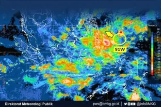Siklon tropis 91w terdeteksi di barat daya lampung