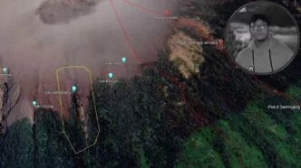 Titik lokasi ditemukannya Syafiq Ridhan Ali Razan