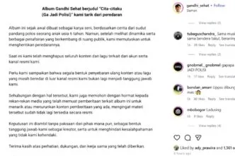Album “Cita-citaku (Ga Jadi Polisi)” Gandhi Sehat Resmi Ditarik dari Peredaran, Ini Penjelasan Manajemen Manajemen Ungkap Alasan Album Gandhi Sehat “Cita citaku (Ga Jadi Polisi)” Ditarik