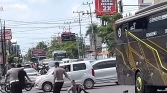 Polisi terlindas bus di madiun