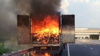 Truk terbakar di Tol Solo Ngawi Sragen