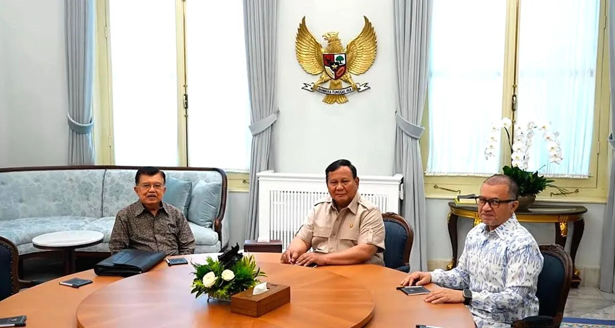 Prabowo Terima Kunjungan Jusuf Kalla & Putranya di Istana Merdeka, Apa yang Dibahas? Pertemuan jk solihin kalla prabowo