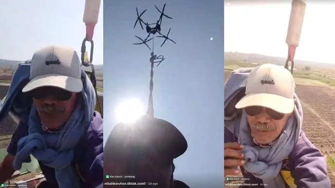 Aksi viral pulang ditarik drone