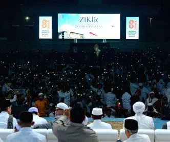 Zikir Kebangsaan HUT ke 81 RI Tetap Berlangsung Meriah Meski Prabowo Tak Hadir