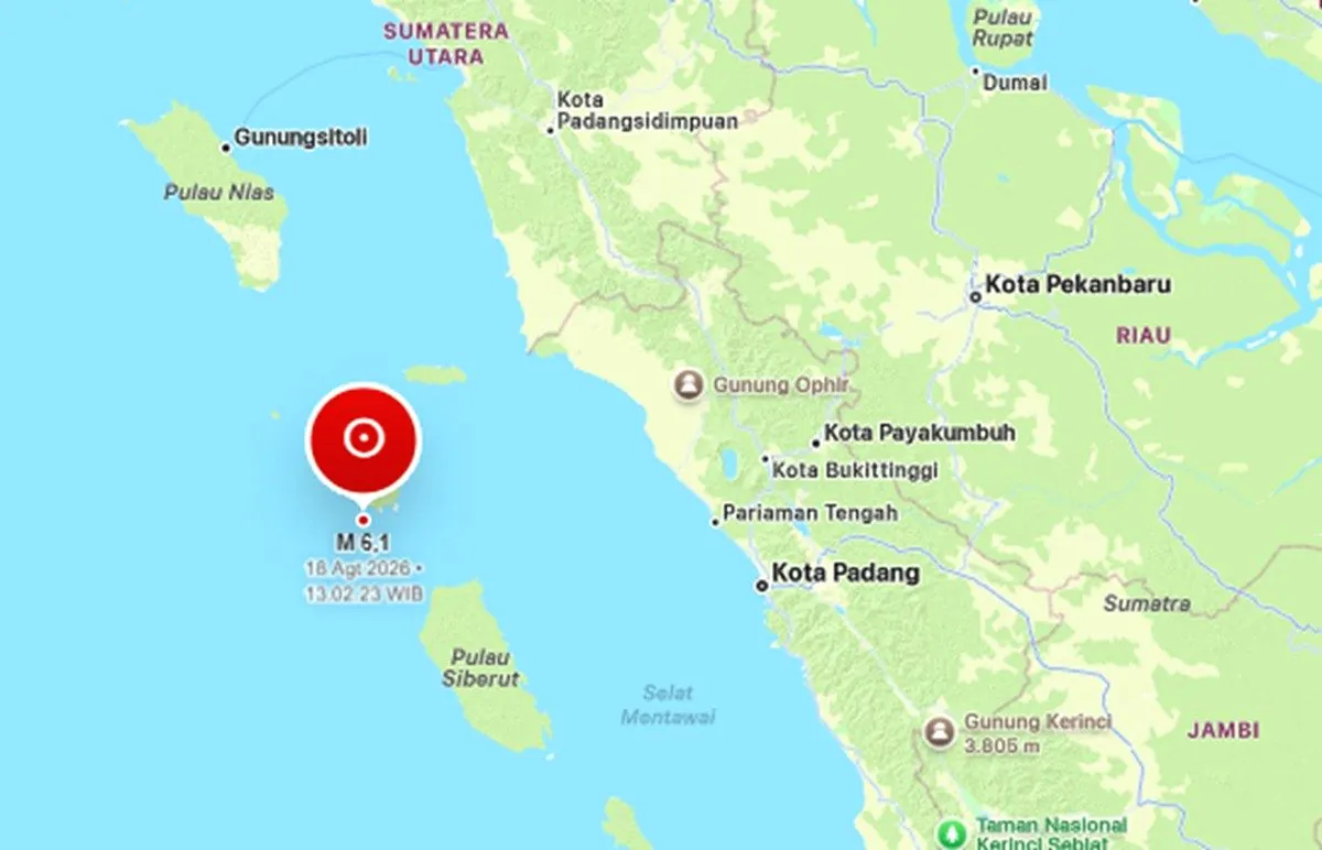 Gempa M 6,1 di Nias Selatan: BMKG Tegaskan Tak Berpotensi Tsunami, Terasa Kuat Sampai Padang Sumatera Barat Gempa nias 6.1M 18 agustus