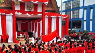 Megawati Pimpin Upacara HUT RI ke-81 di Sekolah Partai PDIP Lenteng Agung, Tidak Hadir ke Istana Negara Megawati pimpin upacara di lenteng agung