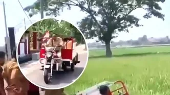 Motor roda tiga kopdes masuk sawah