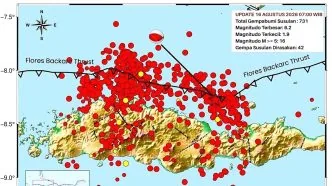 Sebaran gempa di wilayah NTT Flores selama 24 jam