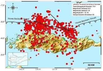 Sebaran gempa di wilayah NTT Flores selama 24 jam